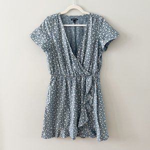 J. Crew Chambray Floral Faux Wrap Dress